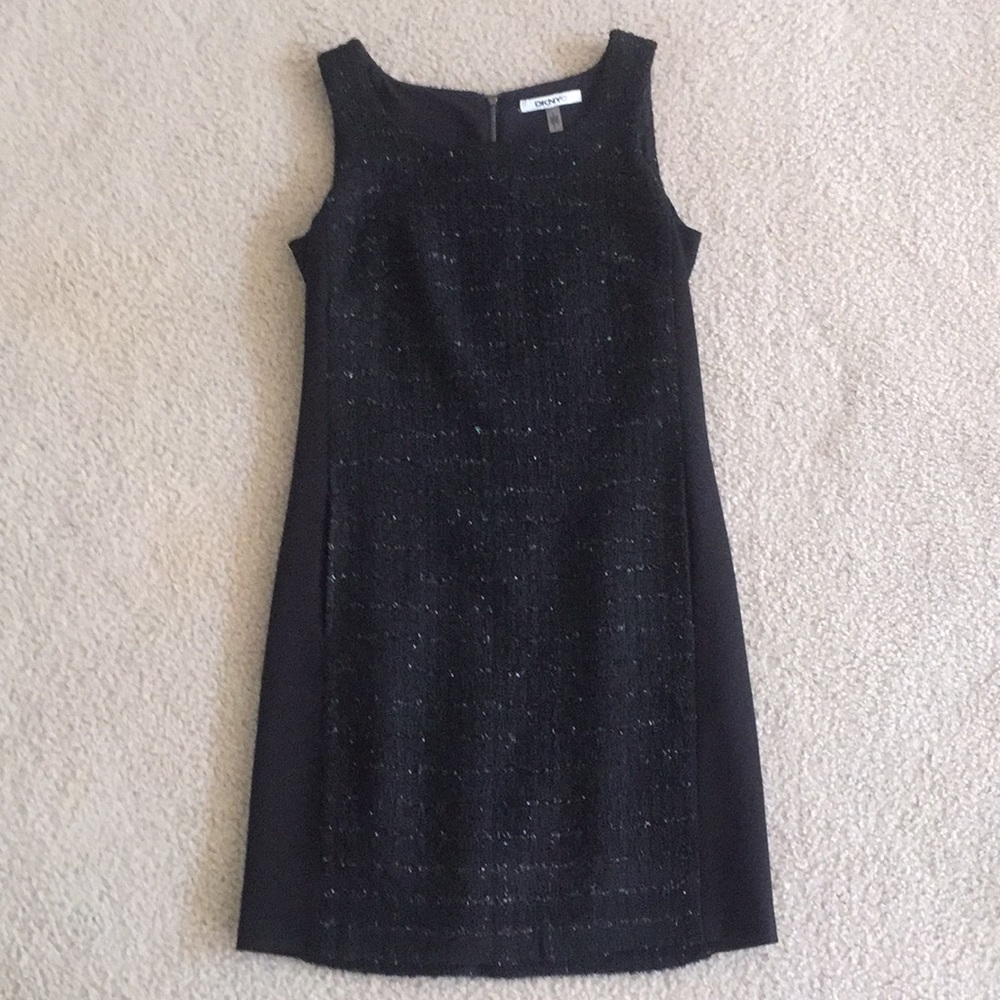 NWT DKNYC Tweed BLK SLEEVELESS MIDI DRESS SZ 2